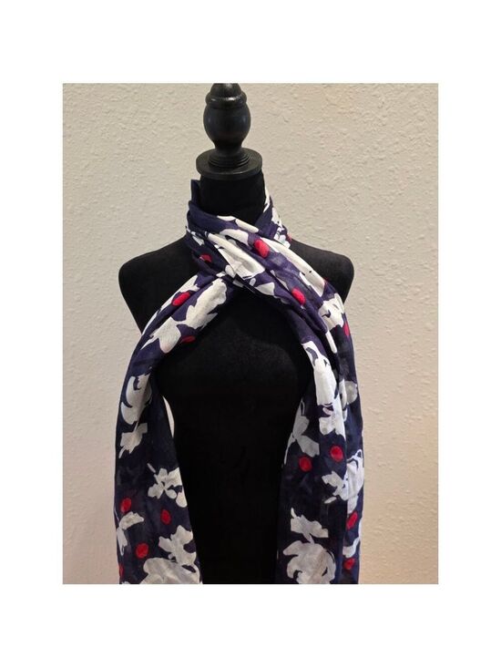 Unbranded Accessories - Women's Unbranded Navy White Floral Red Dot Scarf One Size